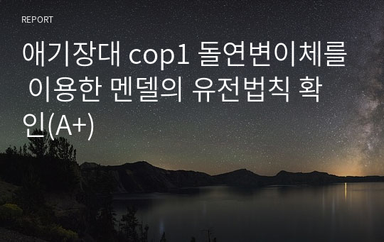 애기장대 cop1 돌연변이체를 이용한 멘델의 유전법칙 확인(A+)