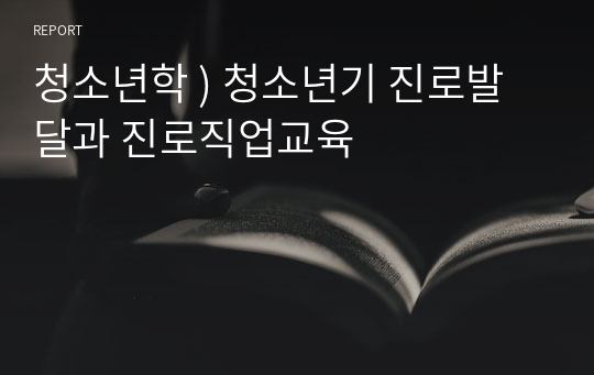 청소년학 ) 청소년기 진로발달과 진로직업교육