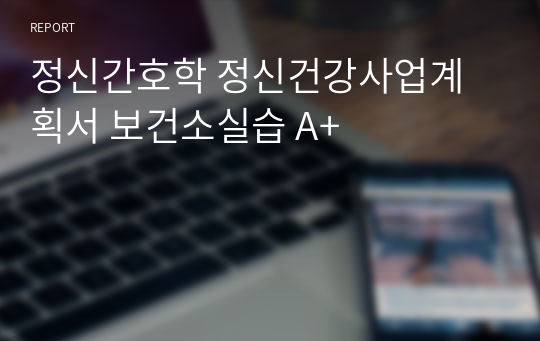 정신간호학 정신건강사업계획서 보건소실습 A+