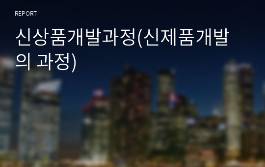 신상품개발과정(신제품개발의 과정)