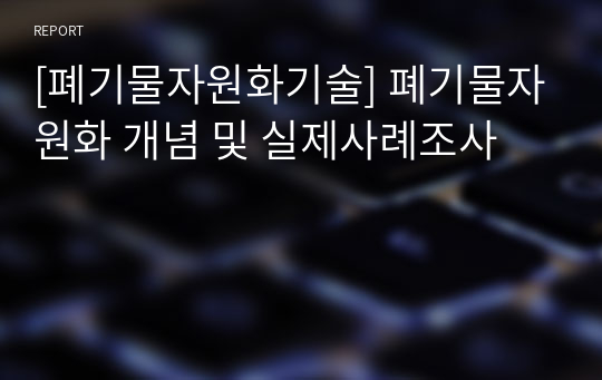 [폐기물자원화기술] 폐기물자원화 개념 및 실제사례조사