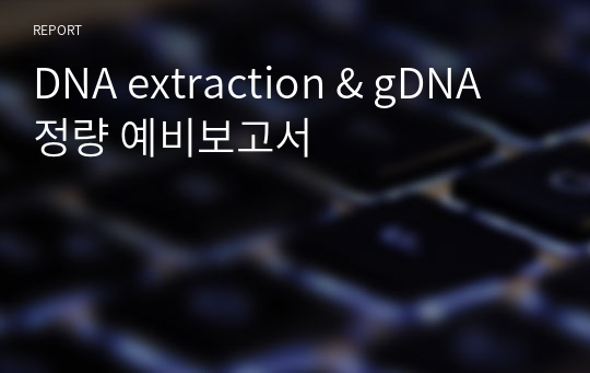 DNA extraction &amp; gDNA 정량 예비보고서