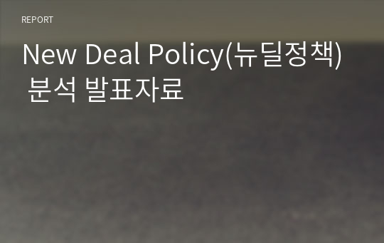 New Deal Policy(뉴딜정책) 분석 발표자료
