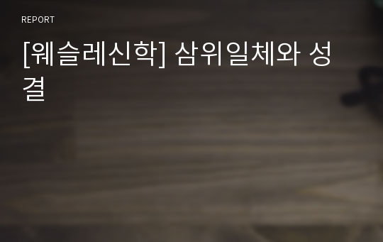 [웨슬레신학] 삼위일체와 성결