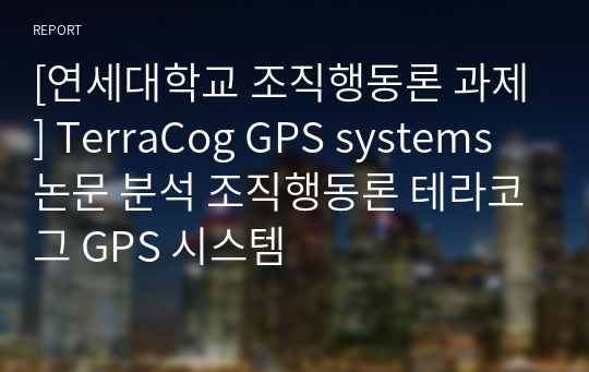 [연세대학교 조직행동론 과제] TerraCog GPS systems 논문 분석 조직행동론 테라코그 GPS 시스템