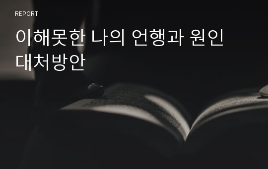 이해못한 나의 언행과 원인 대처방안