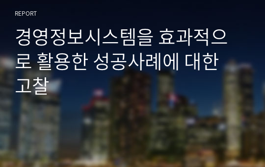 경영정보시스템을 효과적으로 활용한 성공사례에 대한 고찰