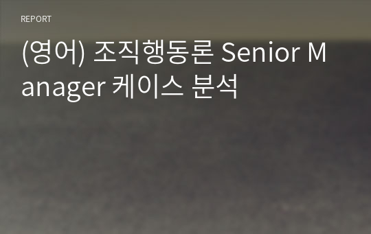 (영어) 조직행동론 Senior Manager 케이스 분석