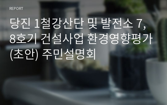 당진 1철강산단 및 발전소 7,8호기 건설사업 환경영향평가(초안) 주민설명회