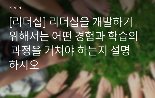 [리더십] 리더십을 개발하기 위해서는 어떤 경험과 학습의 과정을 거쳐야 하는지 설명하시오