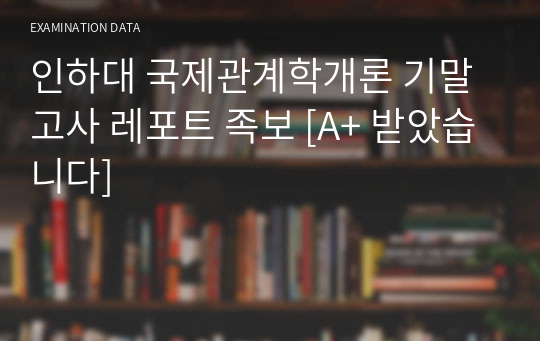 인하대 국제관계학개론 기말고사 레포트 족보 [A+ 받았습니다]