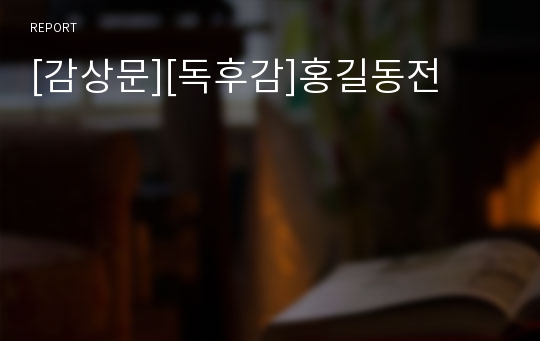 [감상문][독후감]홍길동전