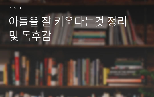 아들을 잘 키운다는것 정리 및 독후감