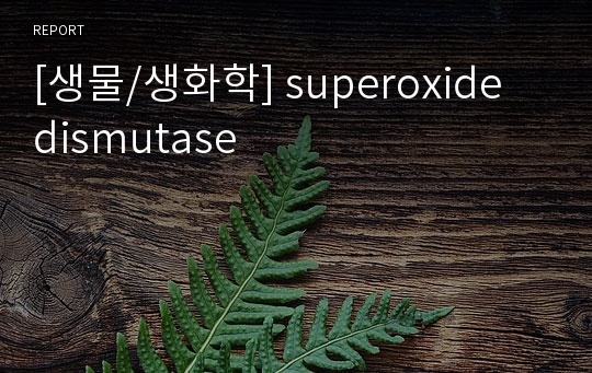[생물/생화학] superoxide dismutase