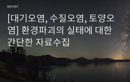 [대기오염, 수질오염, 토양오염] 환경파괴의 실태에 대한 간단한 자료수집