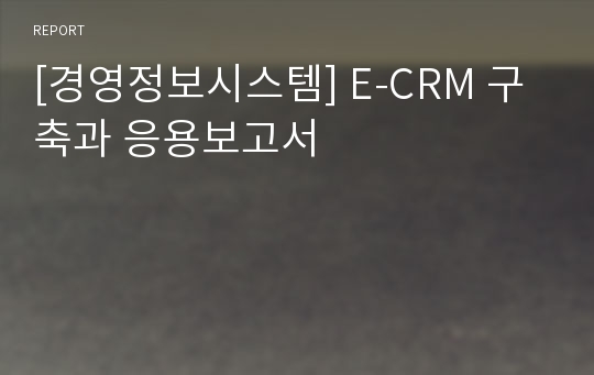 [경영정보시스템] E-CRM 구축과 응용보고서