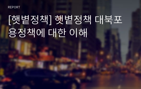 [햇볕정책] 햇볕정책 대북포용정책에 대한 이해