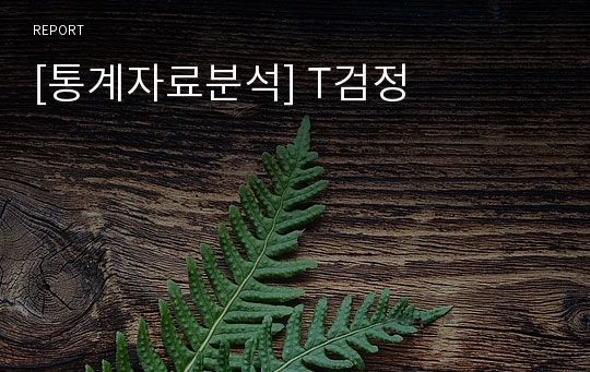 [통계자료분석] T검정