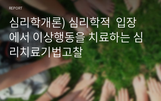 심리학개론) 심리학적  입장에서 이상행동을 치료하는 심리치료기법고찰