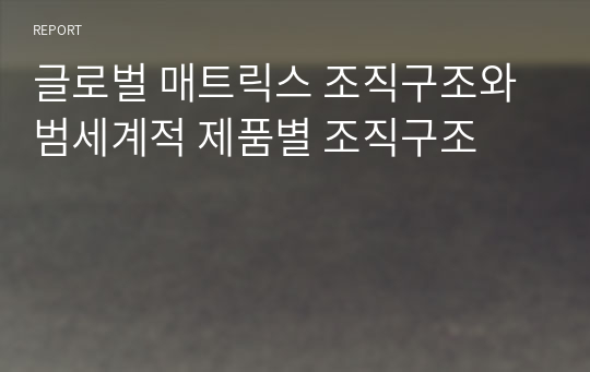 글로벌 매트릭스 조직구조와 범세계적 제품별 조직구조