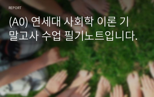 (A0) 연세대 사회학 이론 기말고사 수업 필기노트입니다.