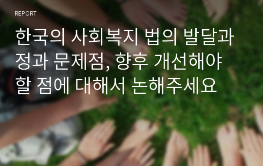 한국의 사회복지 법의 발달과정과 문제점, 향후 개선해야 할 점에 대해서 논해주세요