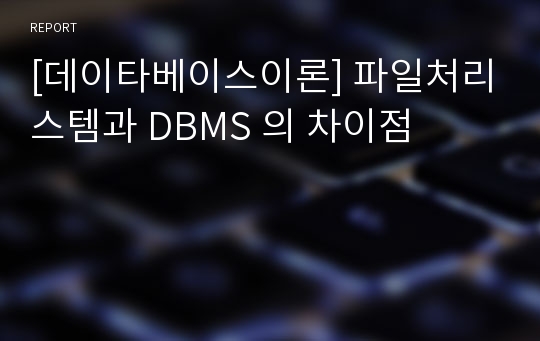 [데이타베이스이론] 파일처리스템과 DBMS 의 차이점