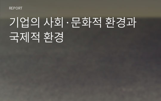 기업의 사회·문화적 환경과 국제적 환경