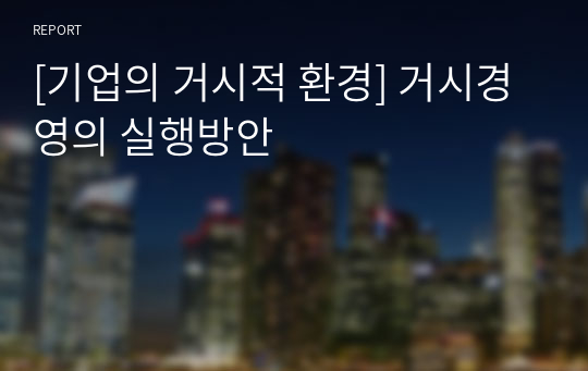 [기업의 거시적 환경] 거시경영의 실행방안