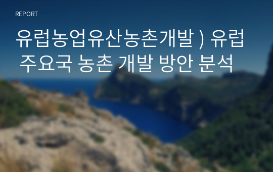 유럽농업유산농촌개발 ) 유럽 주요국 농촌 개발 방안 분석