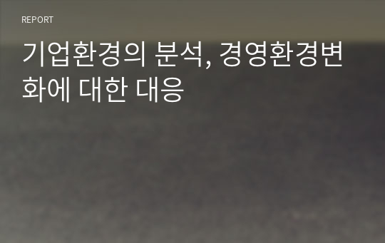 기업환경의 분석, 경영환경변화에 대한 대응