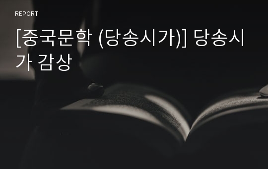 [중국문학 (당송시가)] 당송시가 감상