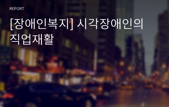 [장애인복지] 시각장애인의 직업재활