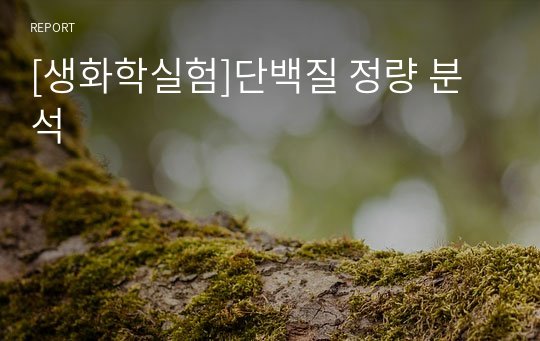 [생화학실험]단백질 정량 분석