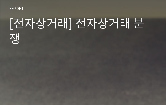 [전자상거래] 전자상거래 분쟁