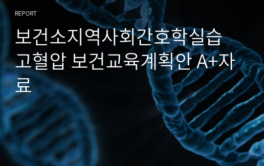 보건소지역사회간호학실습 고혈압 보건교육계획안 A+자료