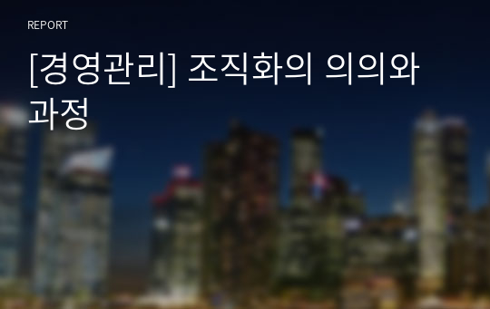 [경영관리] 조직화의 의의와 과정