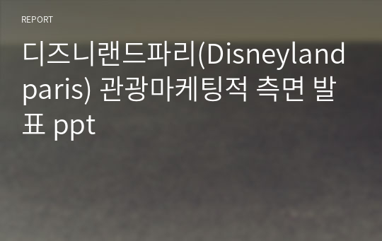 디즈니랜드파리(Disneylandparis) 관광마케팅적 측면 발표 ppt