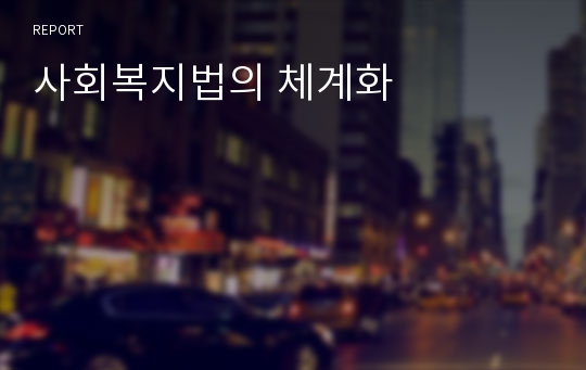 사회복지법의 체계화