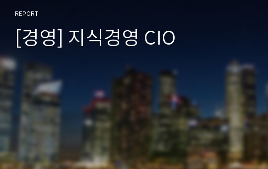 [경영] 지식경영 CIO