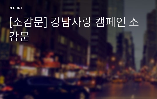 [소감문] 강남사랑 캠페인 소감문