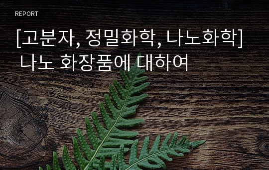 [고분자, 정밀화학, 나노화학] 나노 화장품에 대하여