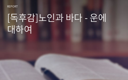 [독후감]노인과 바다 - 운에 대하여