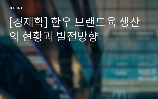 [경제학] 한우 브랜드육 생산의 현황과 발전방향