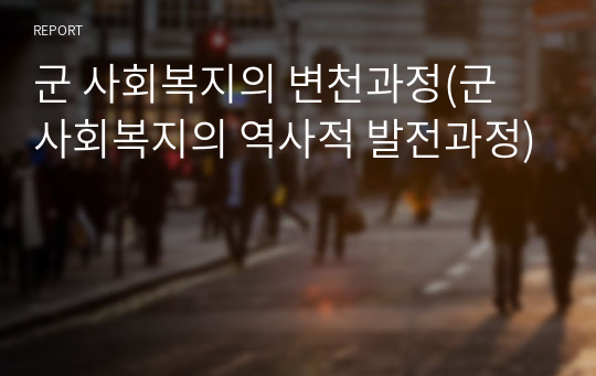 군 사회복지의 변천과정(군 사회복지의 역사적 발전과정)