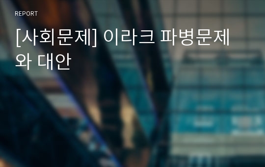 [사회문제] 이라크 파병문제와 대안