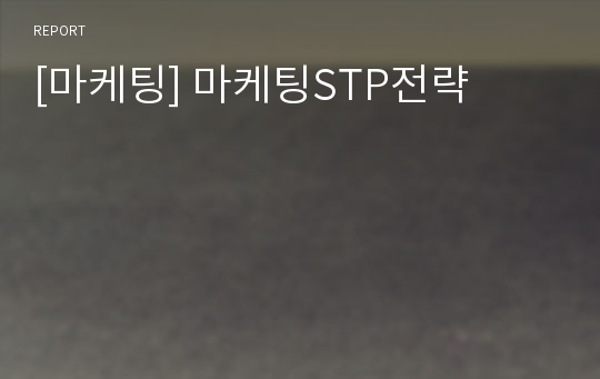 [마케팅] 마케팅STP전략