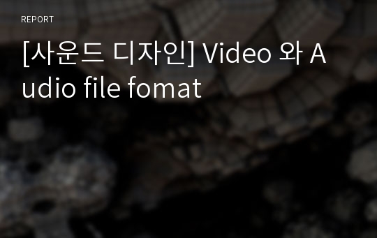 [사운드 디자인] Video 와 Audio file fomat