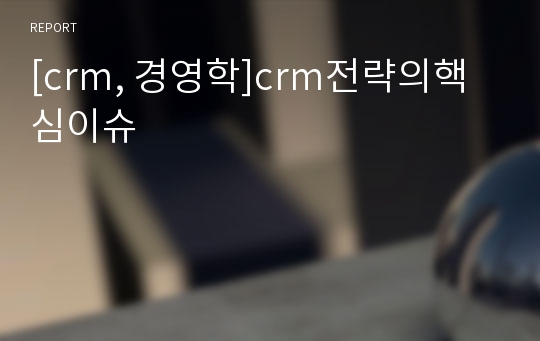 [crm, 경영학]crm전략의핵심이슈