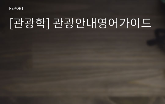 [관광학] 관광안내영어가이드